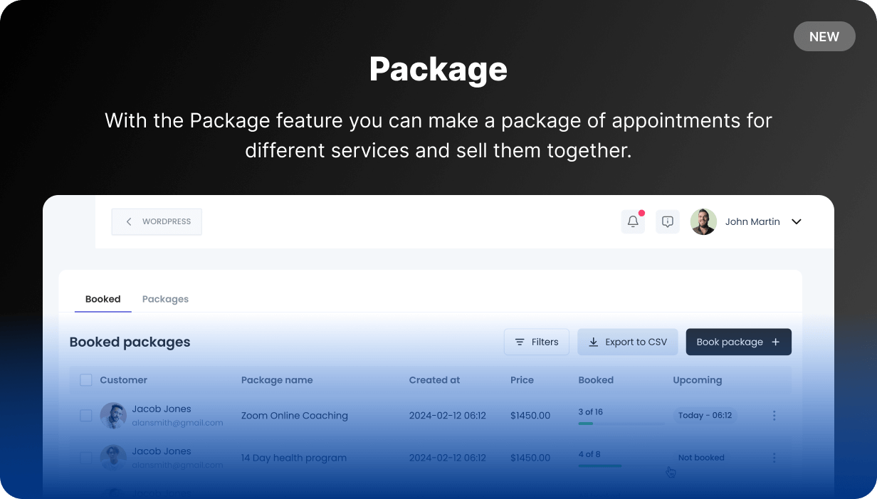 Booknetic - Packages feature